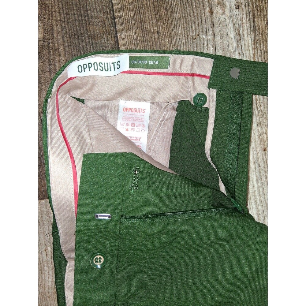 Men's OppoSuits Slim-Fit Solid Suit & Tie Set, Glorious Green Size 38 - Picture 5 of 12